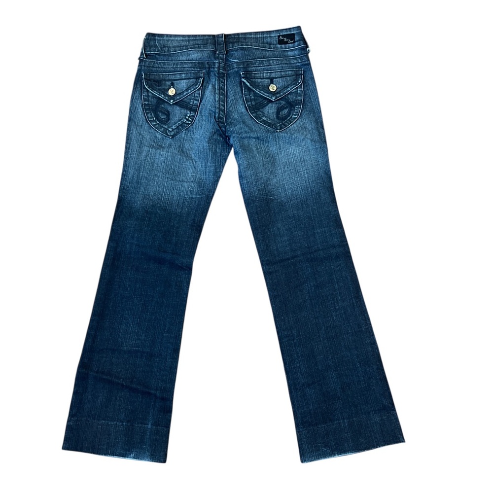 See Thru Soul Straight Denim Jeans Low Rise Flap Pockets Blue Y2K Womens Size 28